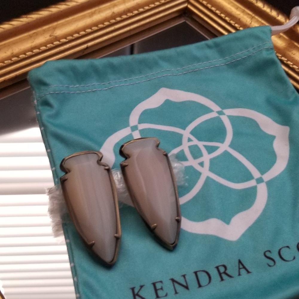 Kendra Scott White Arrowhead Cut Earrings